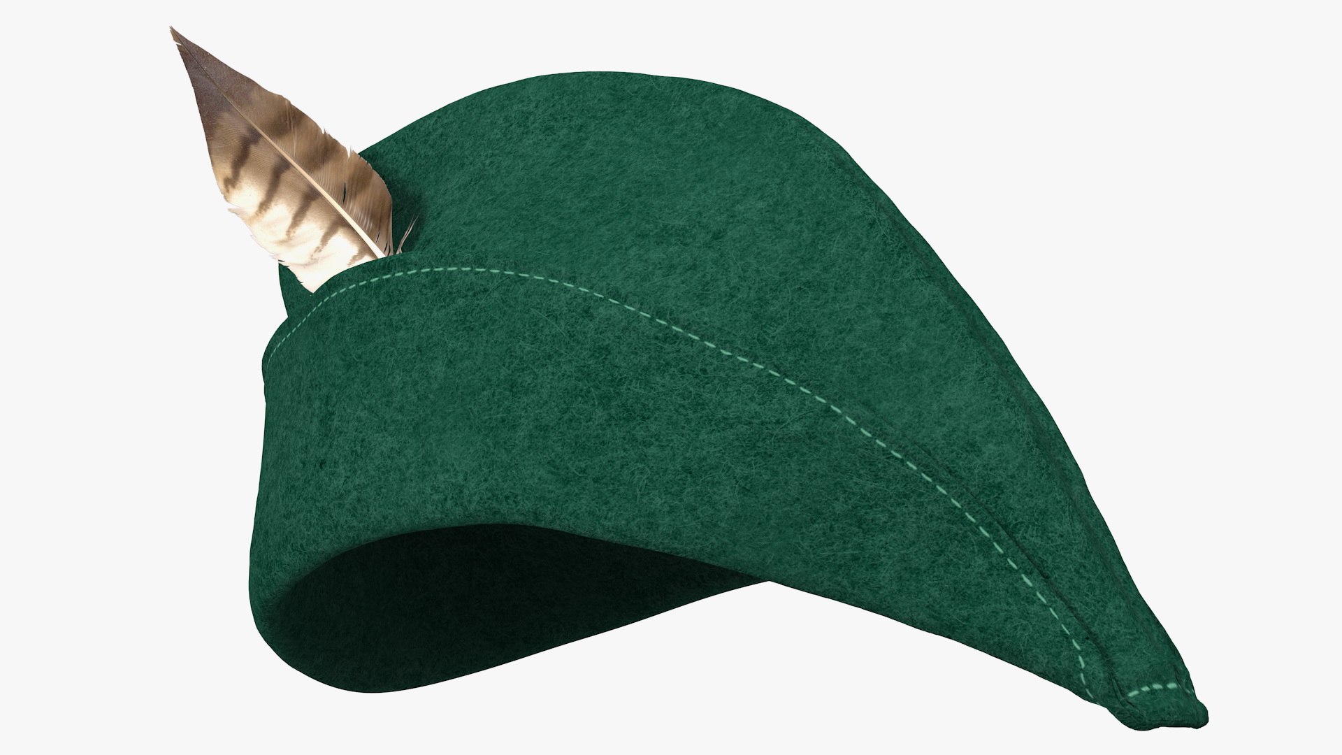 Robin Hood Cap with Feather Green 3D model preview