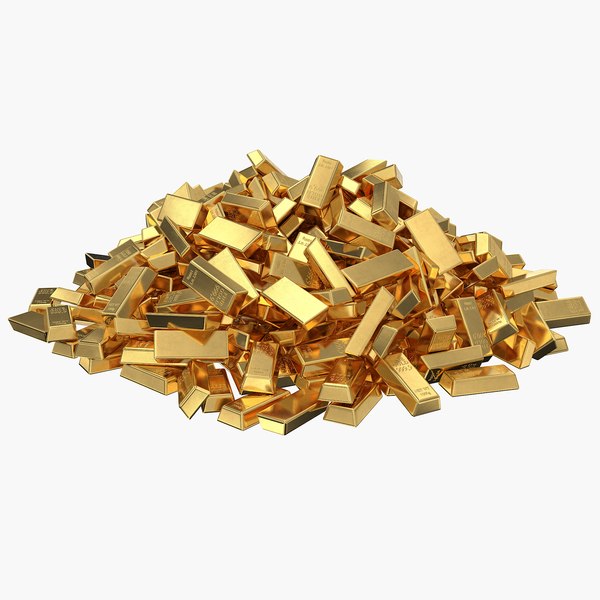 Gold Bars Big Pile 3D