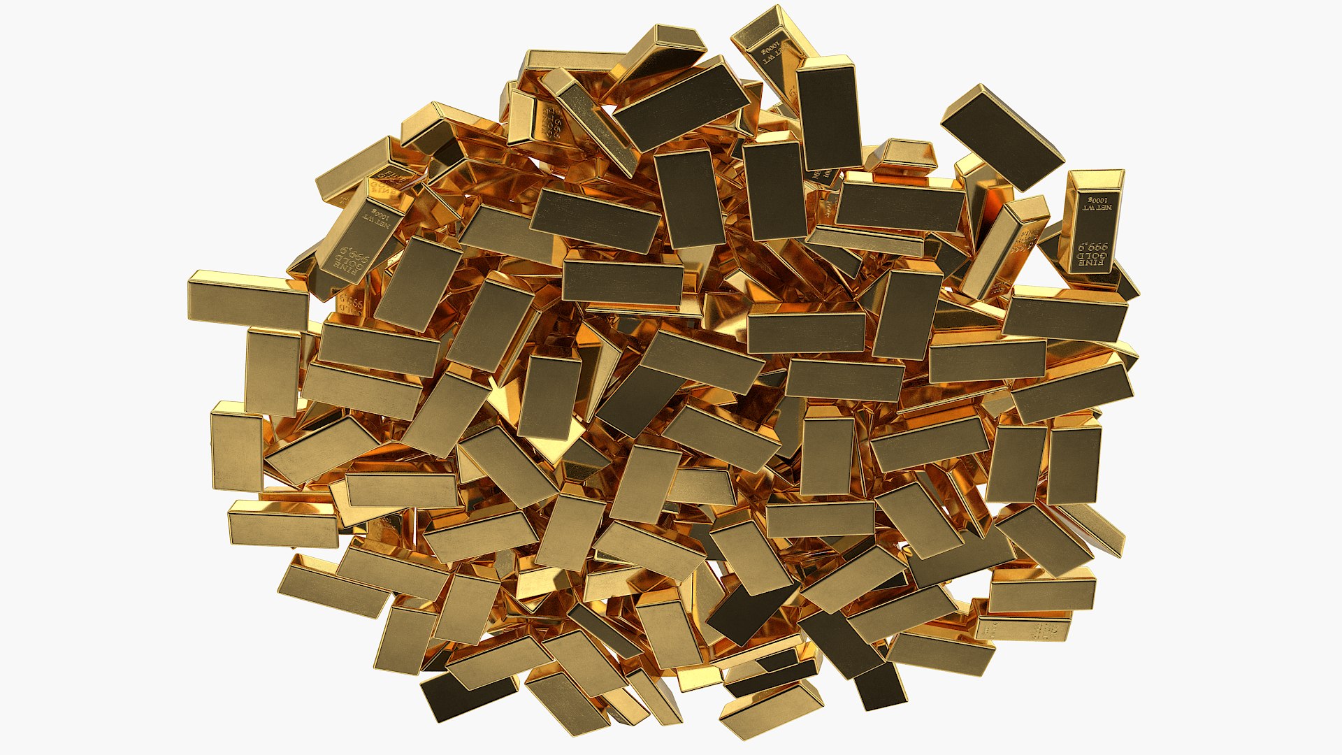 Gold Bars Big Pile 3D - TurboSquid 1866915