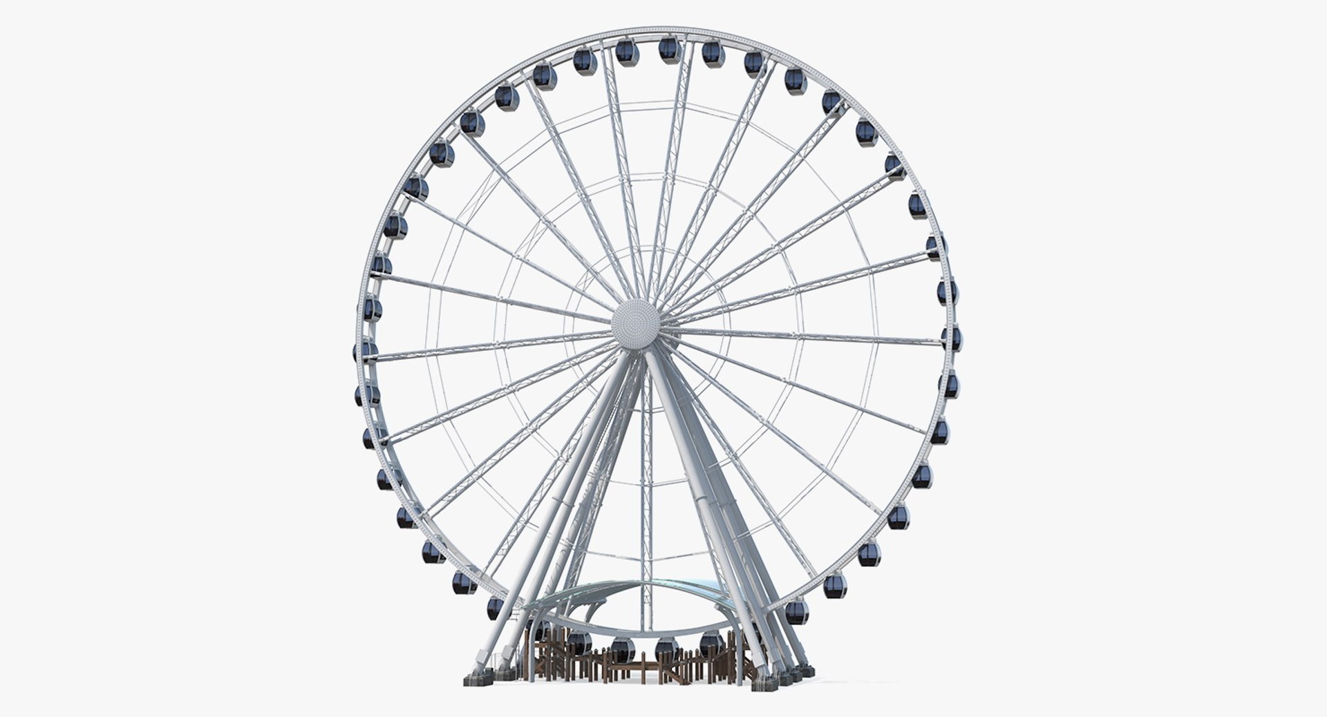 Seattle Great Ferris Wheel Rigged 3D Model 3D model preview