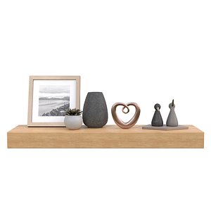 Wall Shelf with Decoration V03 3D model