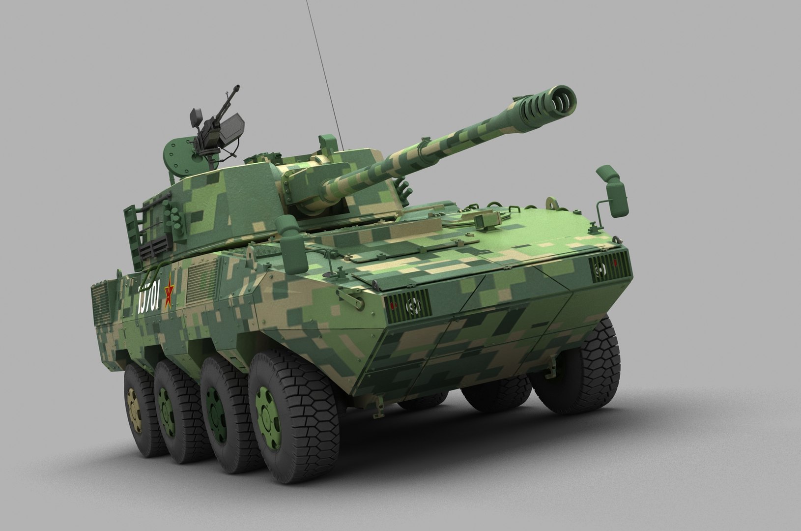 3D Model Pla Ztl11 Wheeled Assault - TurboSquid 1646175
