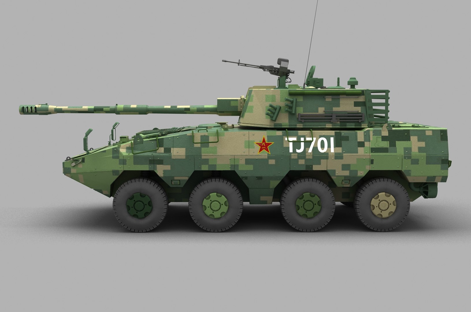 3D Model Pla Ztl11 Wheeled Assault - TurboSquid 1646175