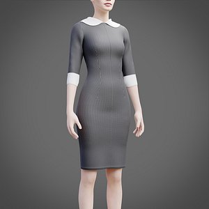 3D female plaid dress