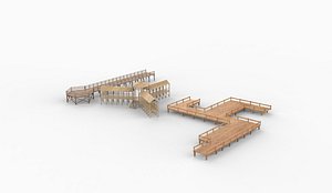 wooder pier set 3D model 3D