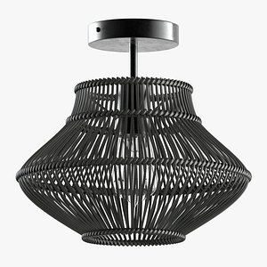 Neher Black Rattan Semi Flush Mount model