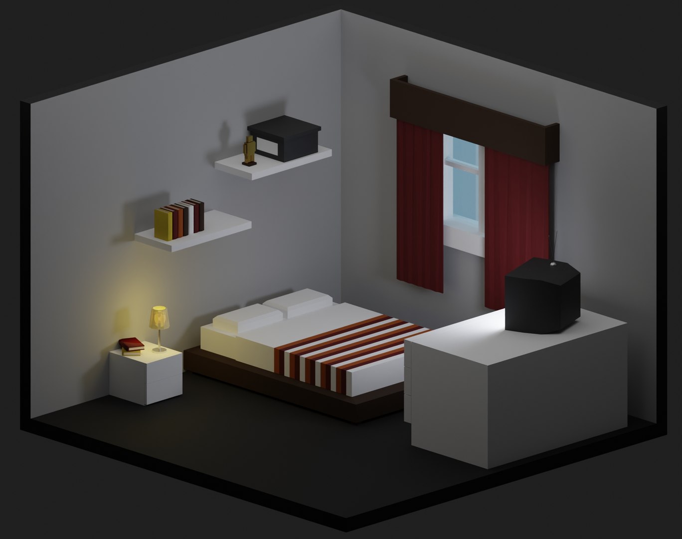 Bedroom Bed Low Poly Model Turbosquid 1640028