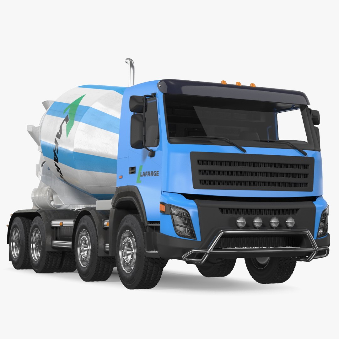 Cement Mixer Truck Lafarge Livery with Concrete Bucket by Boscaro 3D model preview