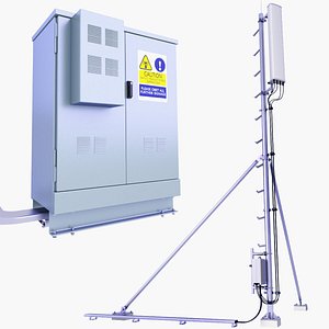 Roof Phone Tower Station 64 and Base Station Box SET 3D model