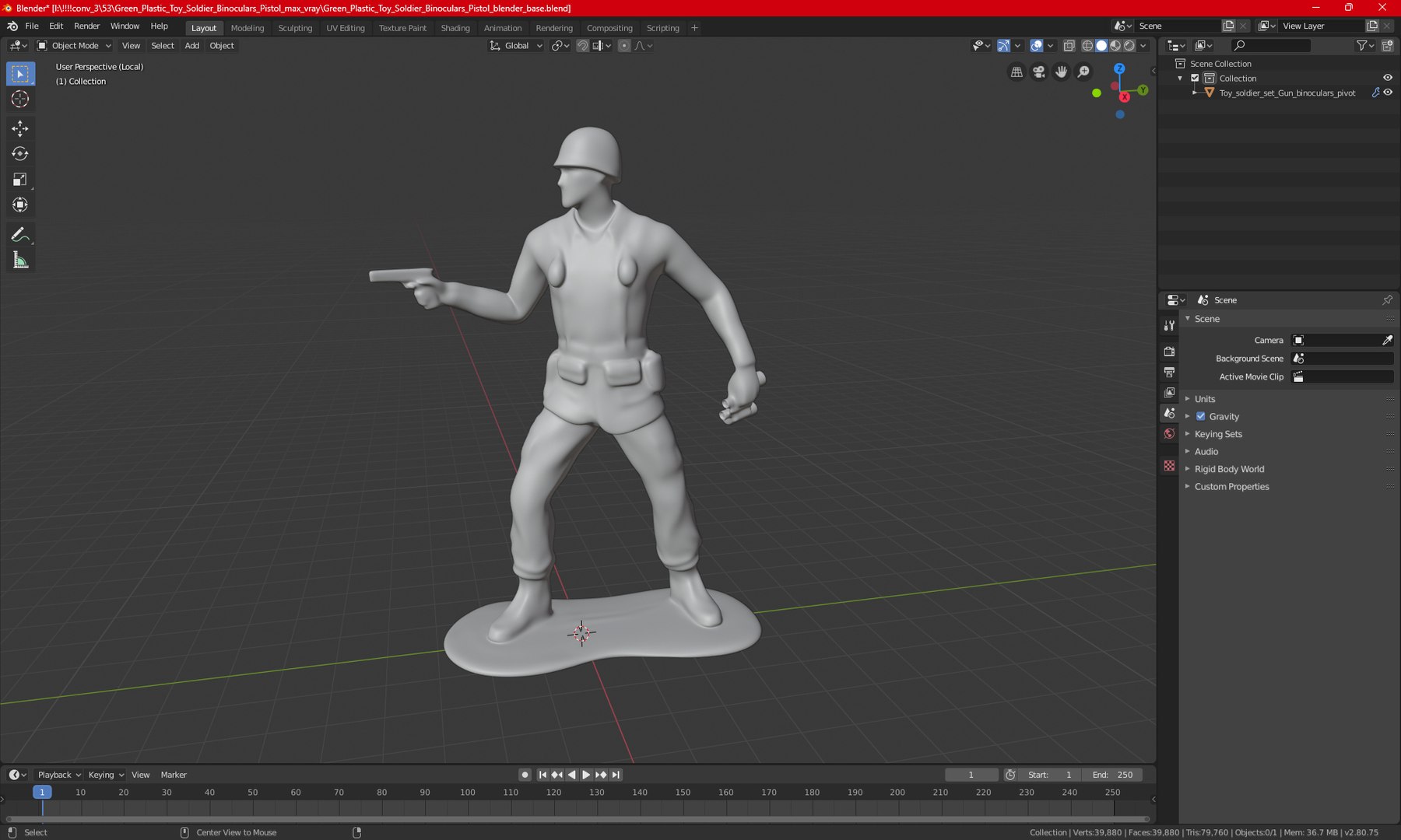 3D Model Toy Soldier With Pistol And Binoculars - TurboSquid 2197276