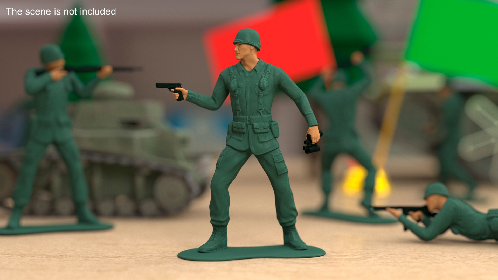 3D Model Toy Soldier With Pistol And Binoculars - TurboSquid 2197276