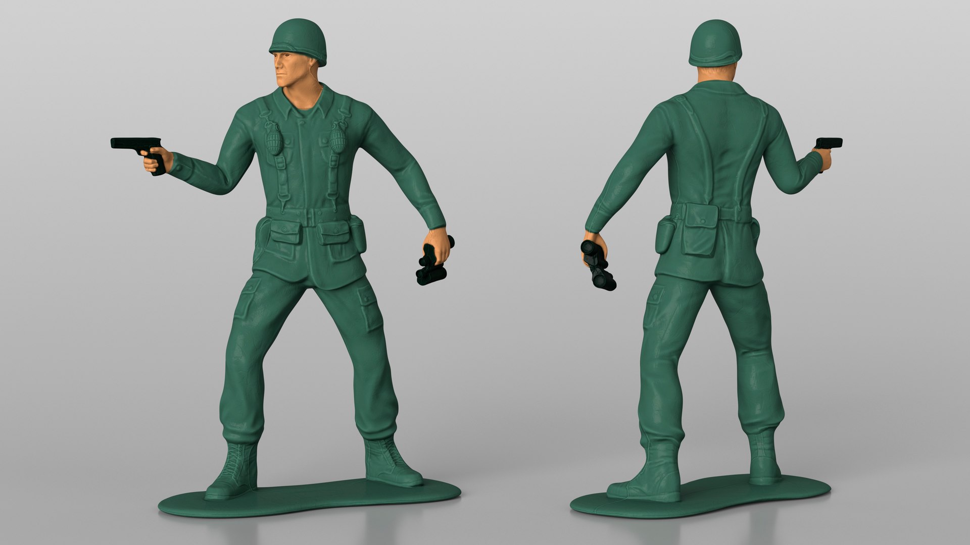 3D Model Toy Soldier With Pistol And Binoculars - TurboSquid 2197276