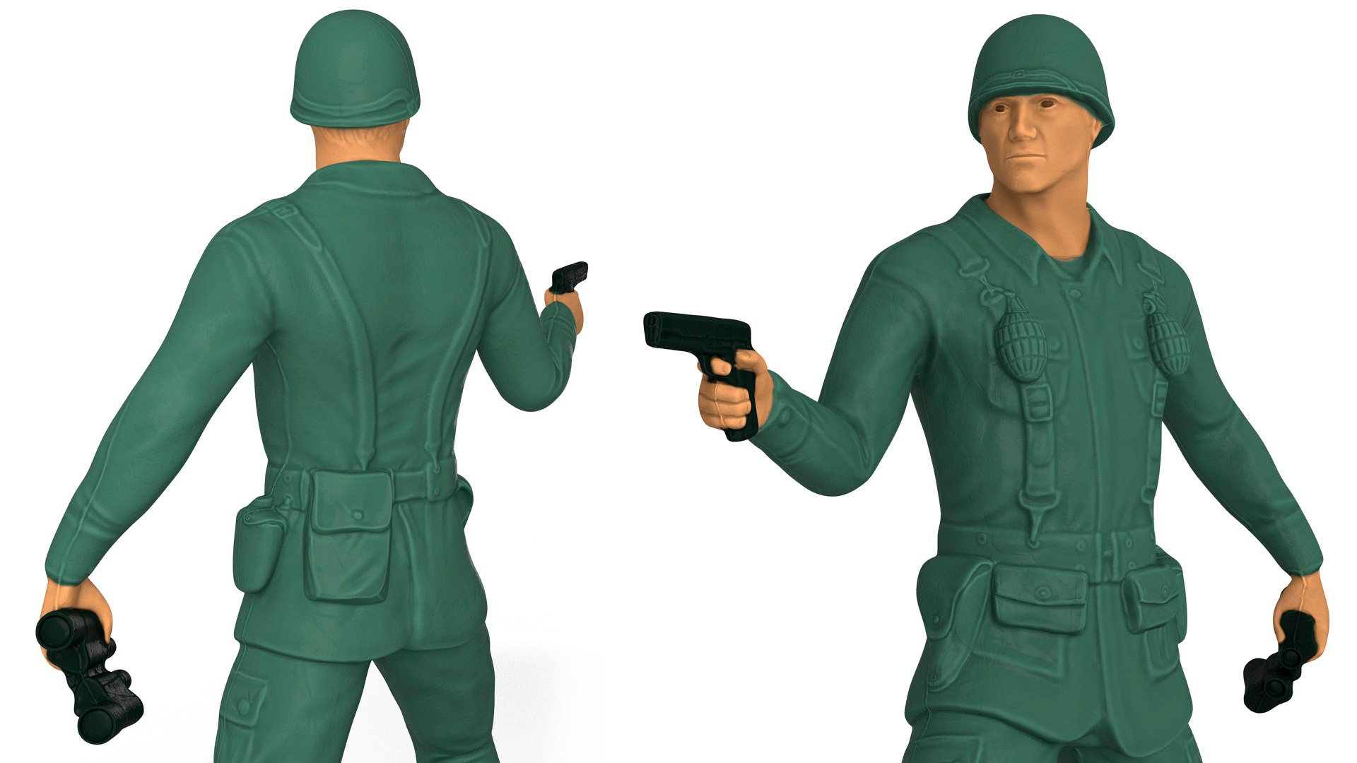 3D Model Toy Soldier With Pistol And Binoculars - TurboSquid 2197276
