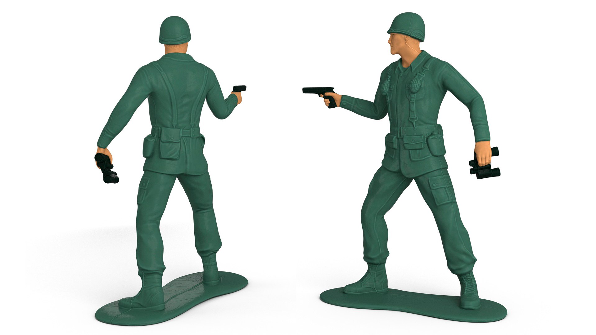 3D Model Toy Soldier With Pistol And Binoculars - TurboSquid 2197276