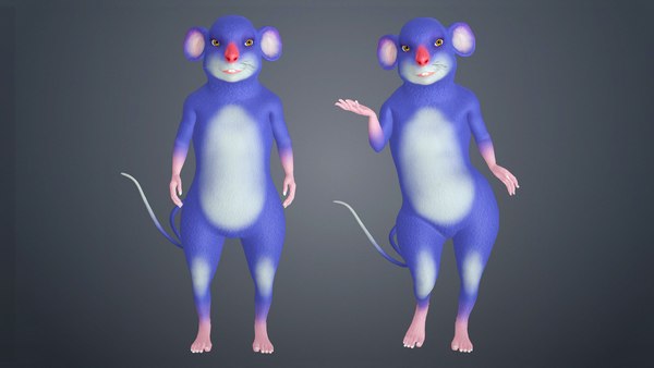modelo 3d Ratón de dibujos animados - Personaje aparejado humano de rata -  TurboSquid 1854088