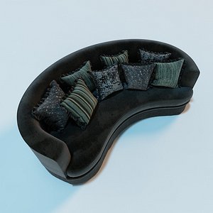 realistic curved sofa cushions 3ds