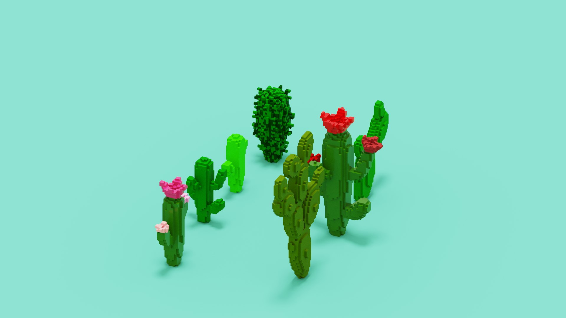 3D Voxel Cactus Set - TurboSquid 1955682