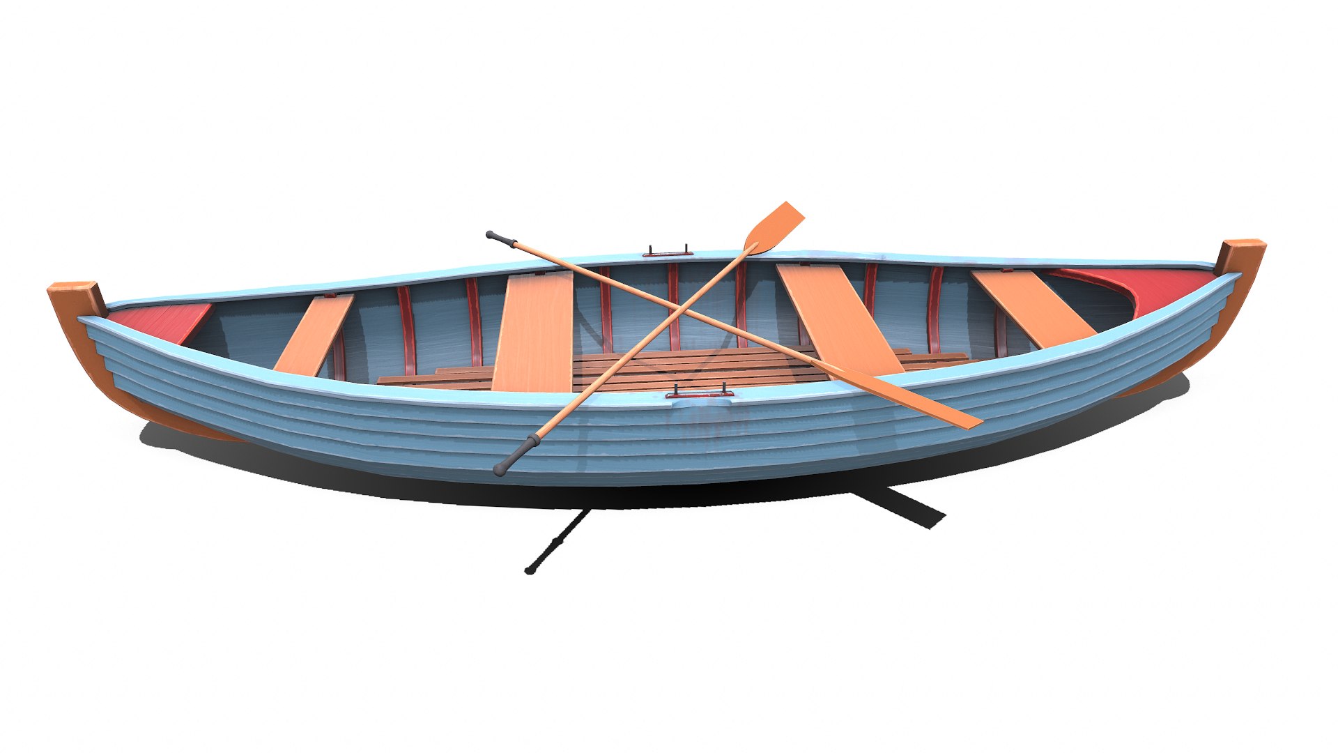 3D Model Wooden Row Boat Low-poly PBR - TurboSquid 2213569