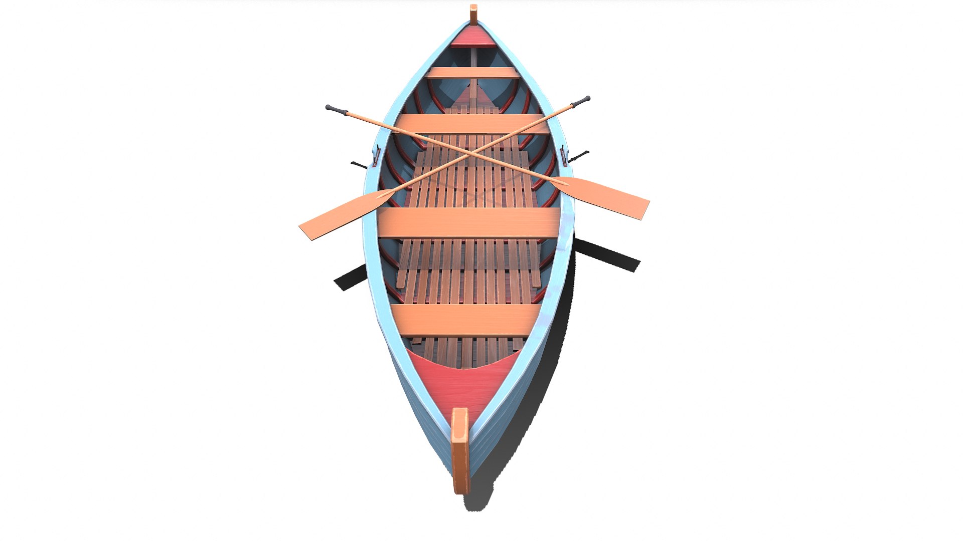 3D Model Wooden Row Boat Low-poly PBR - TurboSquid 2213569