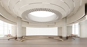 Minimalist Atrium Hall with Central Sunken Lounge 3D model