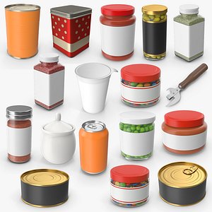 3D Food Jar And Cans Collection