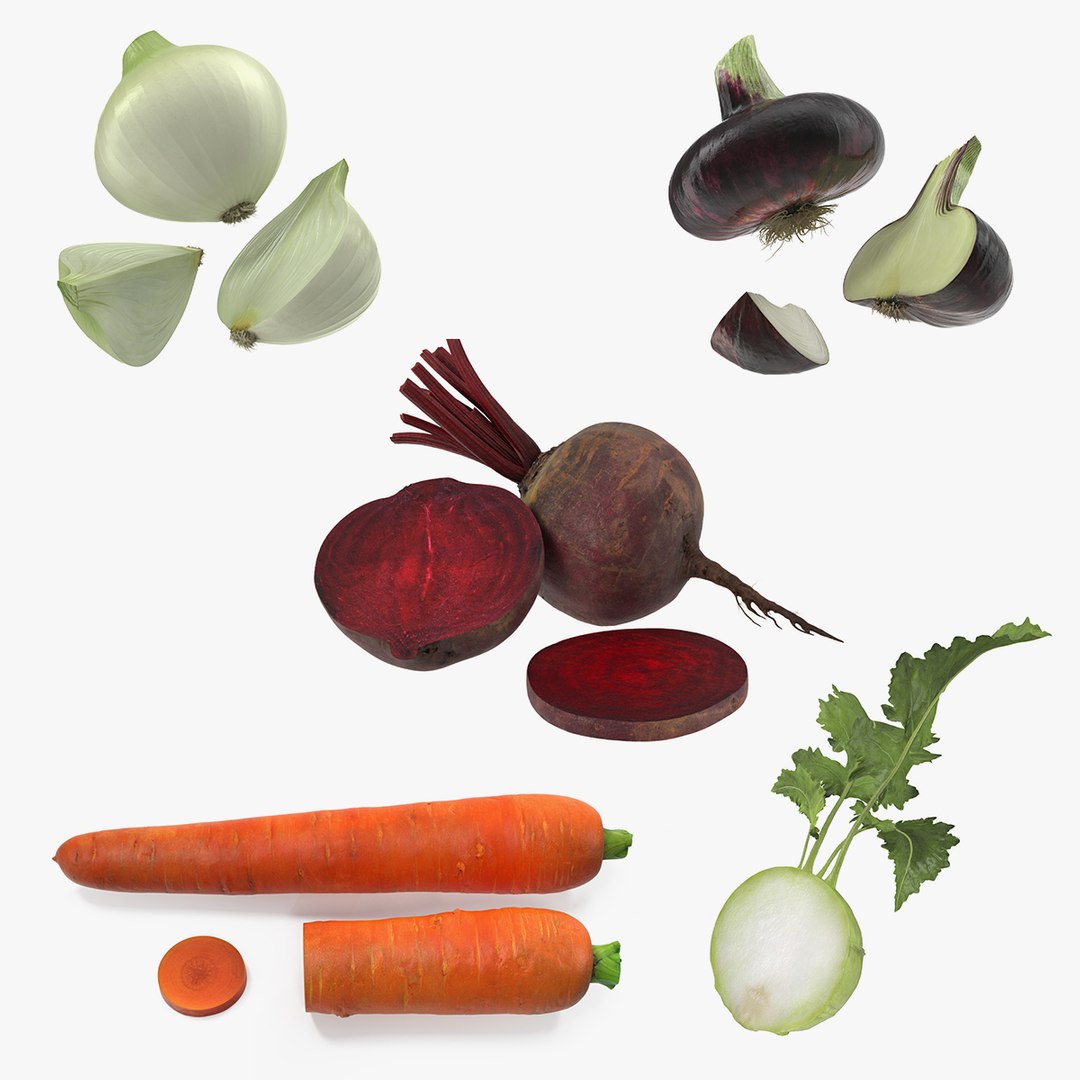 Cut Vegetables Collection 3D model preview