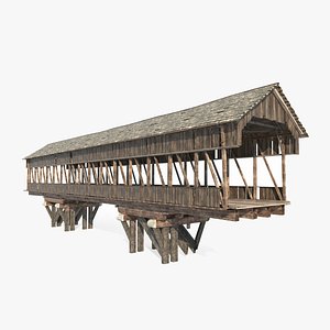 Medieval architectural wooden gallery bridge model
