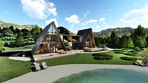 double A frame house Low-poly