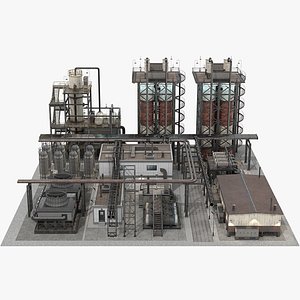 3D Industrial Plant Facility - 51 Objects Clean Quad Modeling 3D model