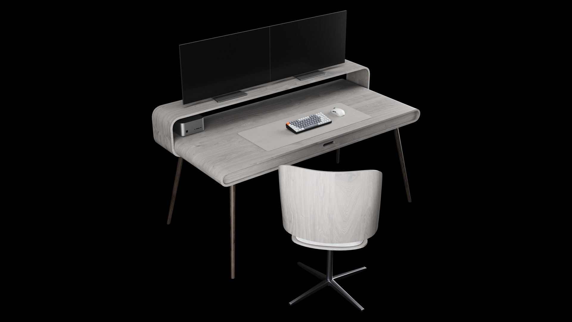 Work Table Whith Two Monitors And Mini Pc Model - TurboSquid 2574257