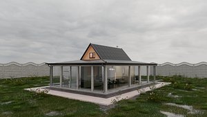House with sash windows 3D model model
