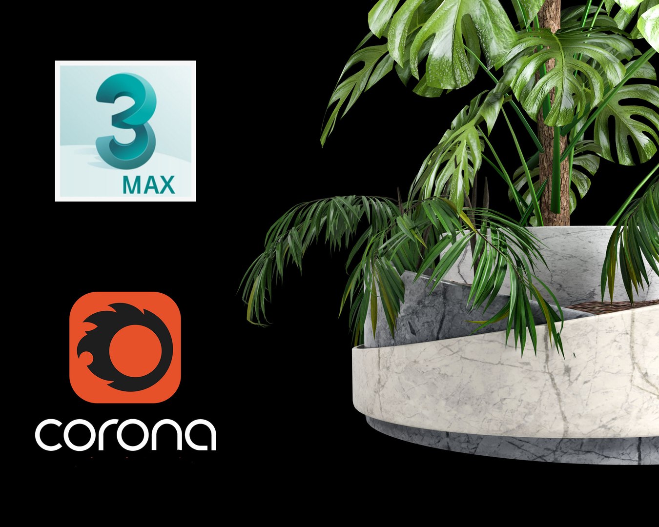 3D monstera and palm https://p.turbosquid.com/ts-thumb/j6/Ikmoih/5y/3234/jpg/1623369950/1920x1080/fit_q87/3d1ceb9b0c26f112f501f4764ccd13a17446aaf6/3234.jpg
