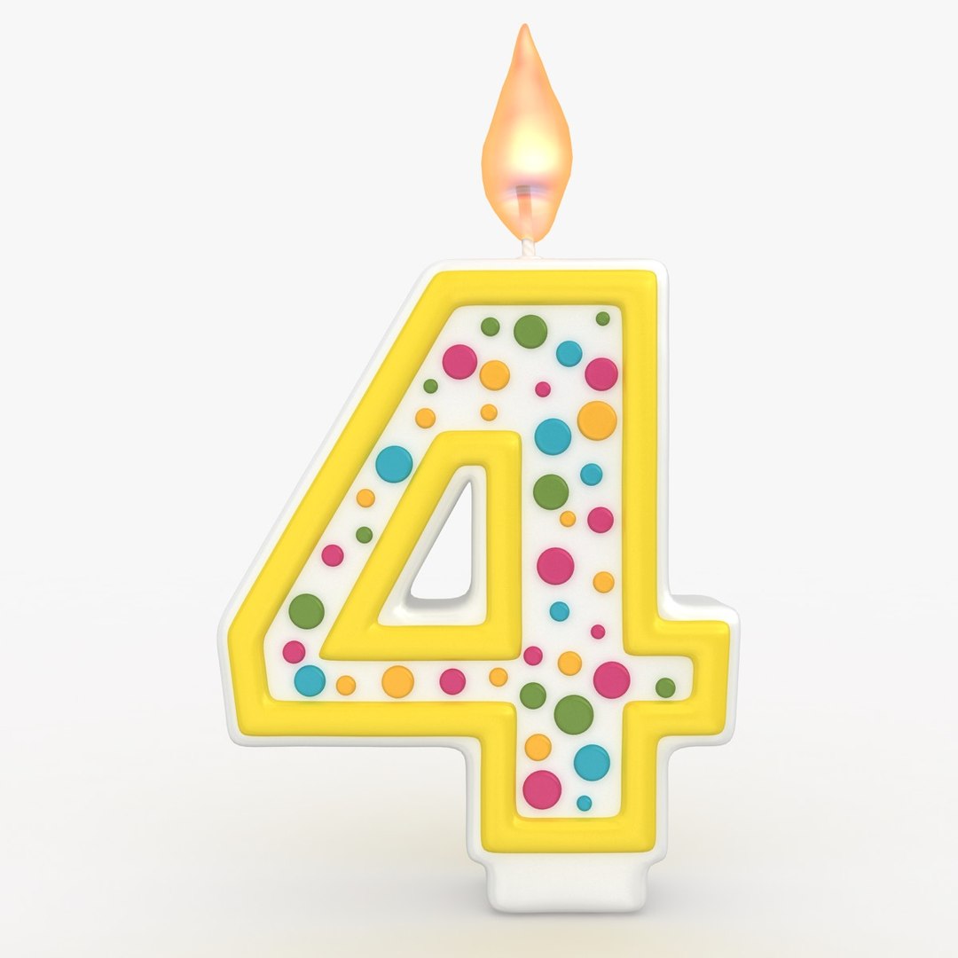 realistic number candle 4 3d max