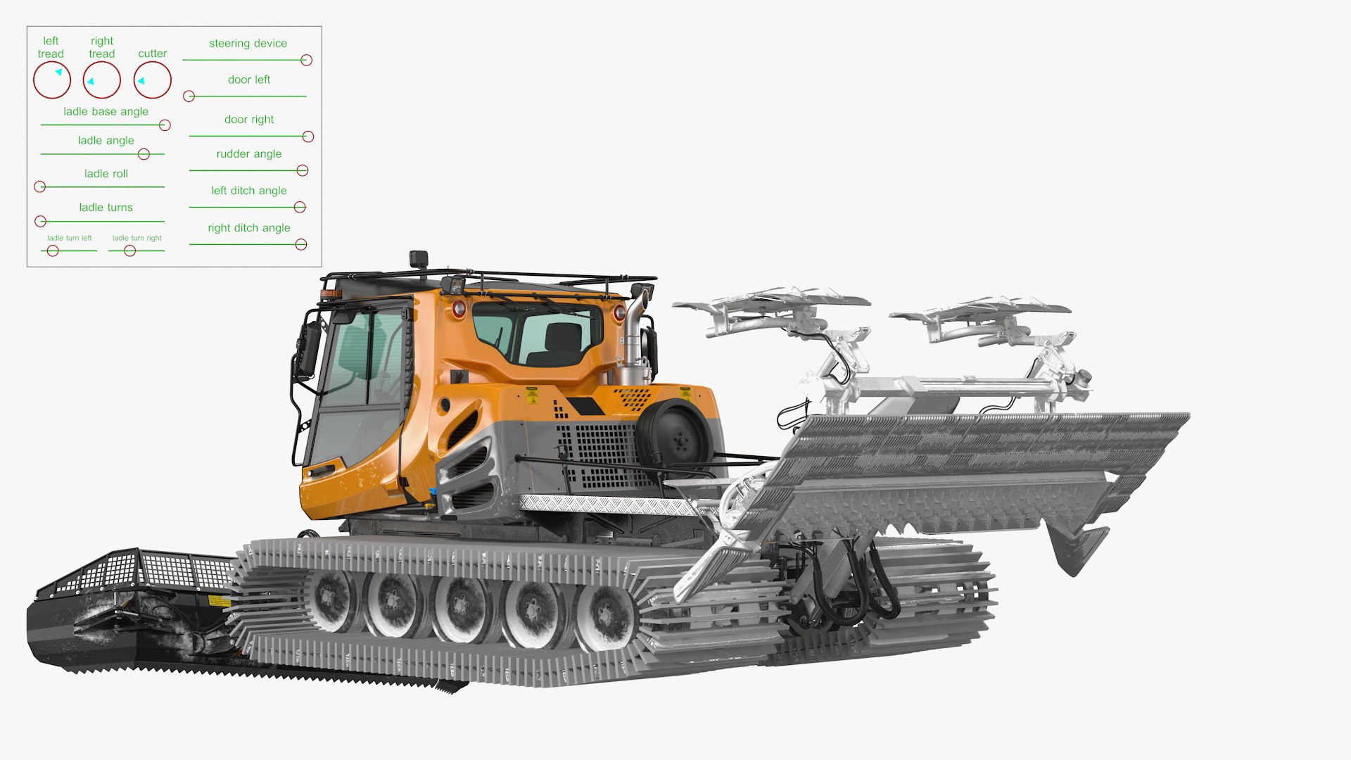 Snowy Groomer Snowcat Rigged 3D model preview