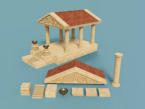 3D Ancient Temple Building Set