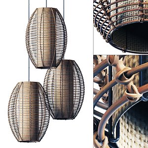 Lamp wicker branch rattan Barrel