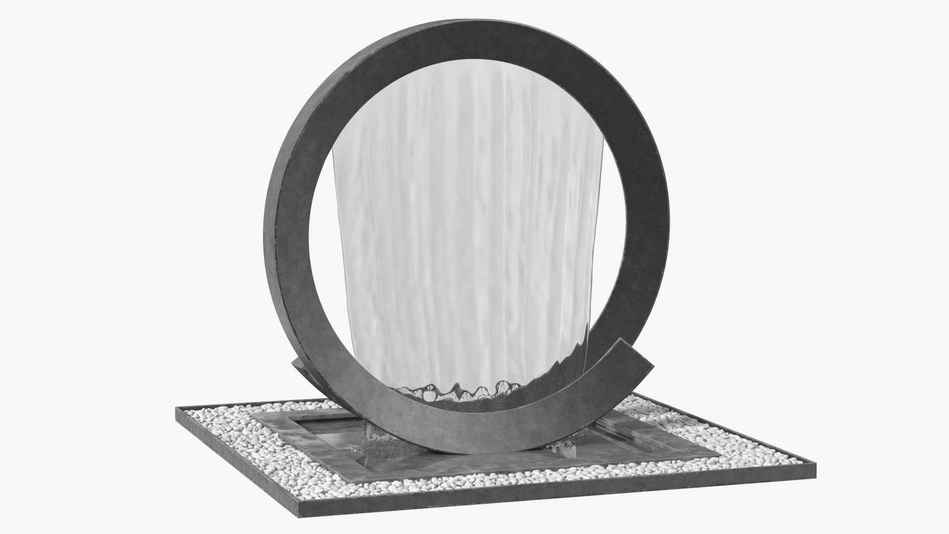 Park Fountain with White Pebble 3D model preview