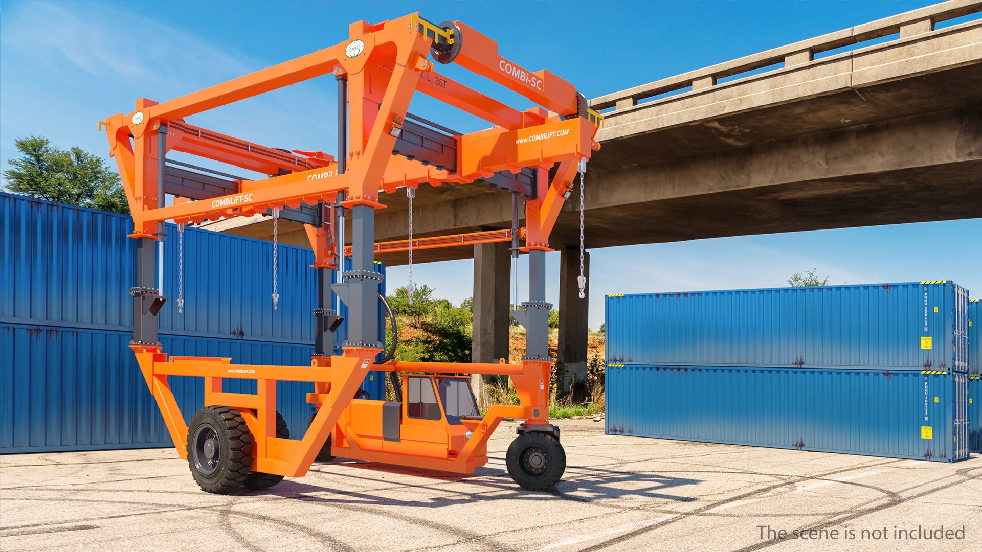 Combi-SC Range Straddle Carrier Clean Rigged 3D model preview
