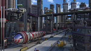 sci-fi street 3D model