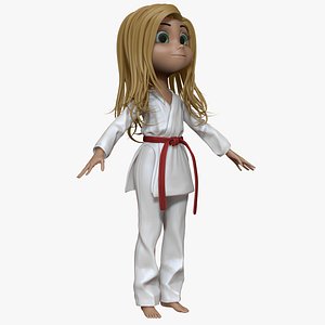 3d model sculpt cartoon karate girl