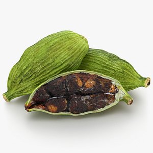 Green Cardamom Spice Pods 3D model