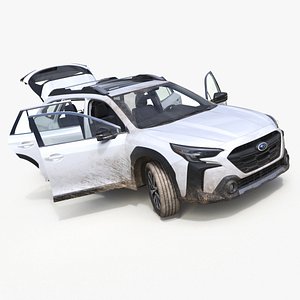 White Subaru Outback 2025 Dirty Rigged for Cinema 4D