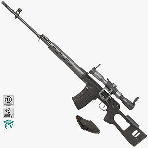 3D Sniper Rifle 01 Black Rig All PBR Unity UE Textures