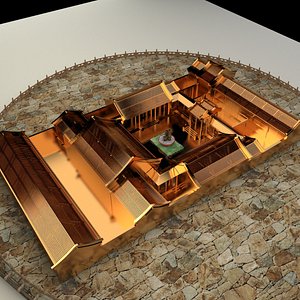 3D Chinese ancient courtyard  house