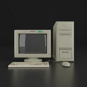 OLD COMPUTER REALISTIC GAME READY Low-poly