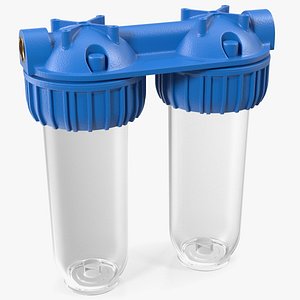 Dual Stage Water Filter Housing Transparent 3D model