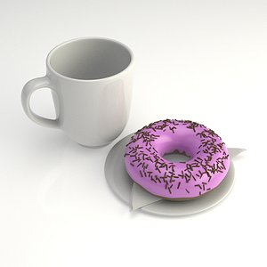 3D model render doughnut coffee cup