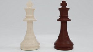 3D King Wooden Chess Pieces model