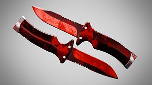 Knife 7 Ruby Red FT With Blood 3D