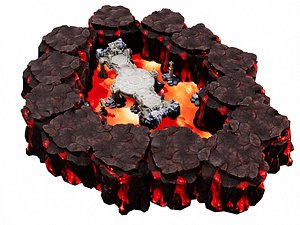Game-Ready Stylized Lava Arena - Hand-Painted Volcanic Cliffs Set